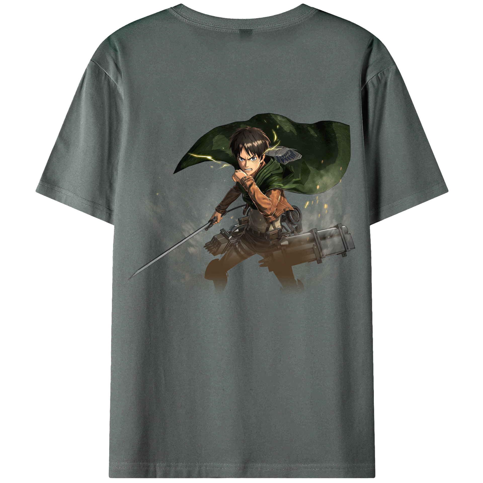 （画像用） 進撃の巨人 エレン･イェーガー Attack on Titan Eren Jäger 綿100％半袖Tシャツ（背面プリント）